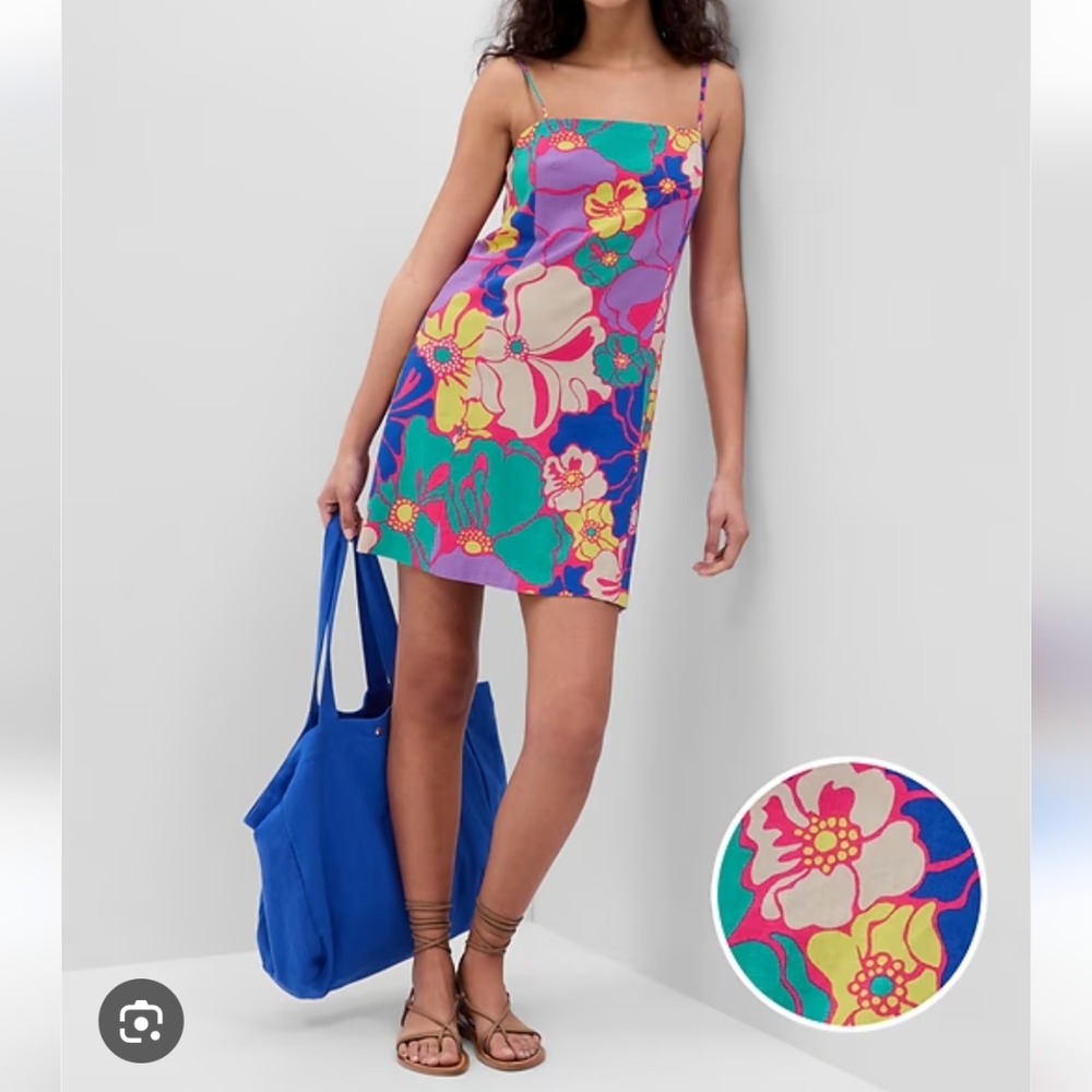 GAP Floral Linen Blend Mini Dress